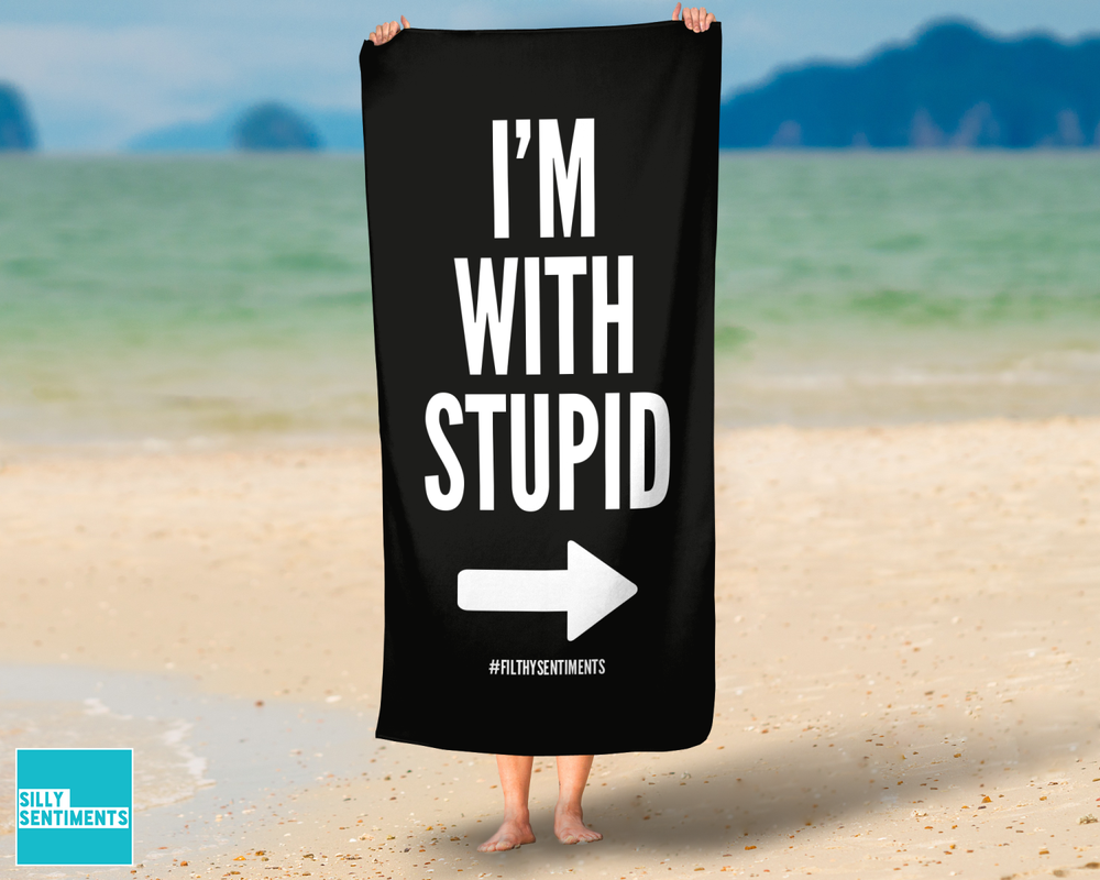 I'm With Stupid Beach Towel #1 image